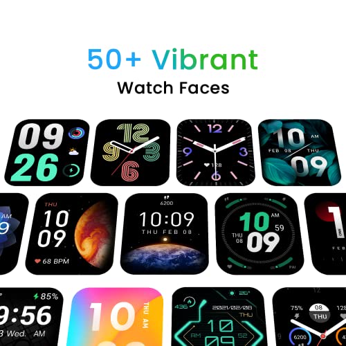 Black Smart Watch with 1.69 inch Display, 14-Day Battery Life, Blood Oxygen Heart Rate Monitor D502