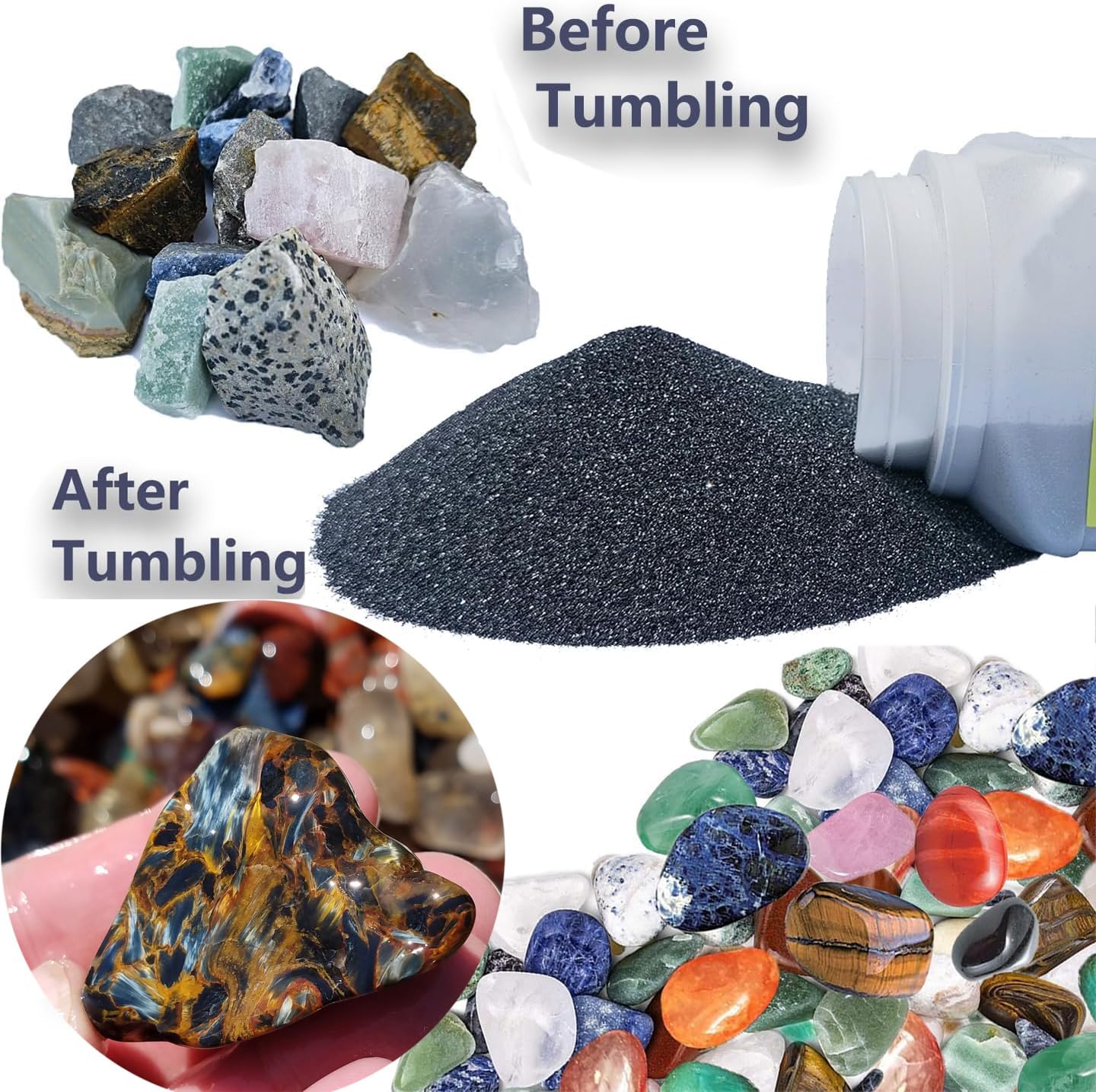 6 Lbs Rock Tumbler Grit Refill Kit with Poly Plastic Pellets B9564