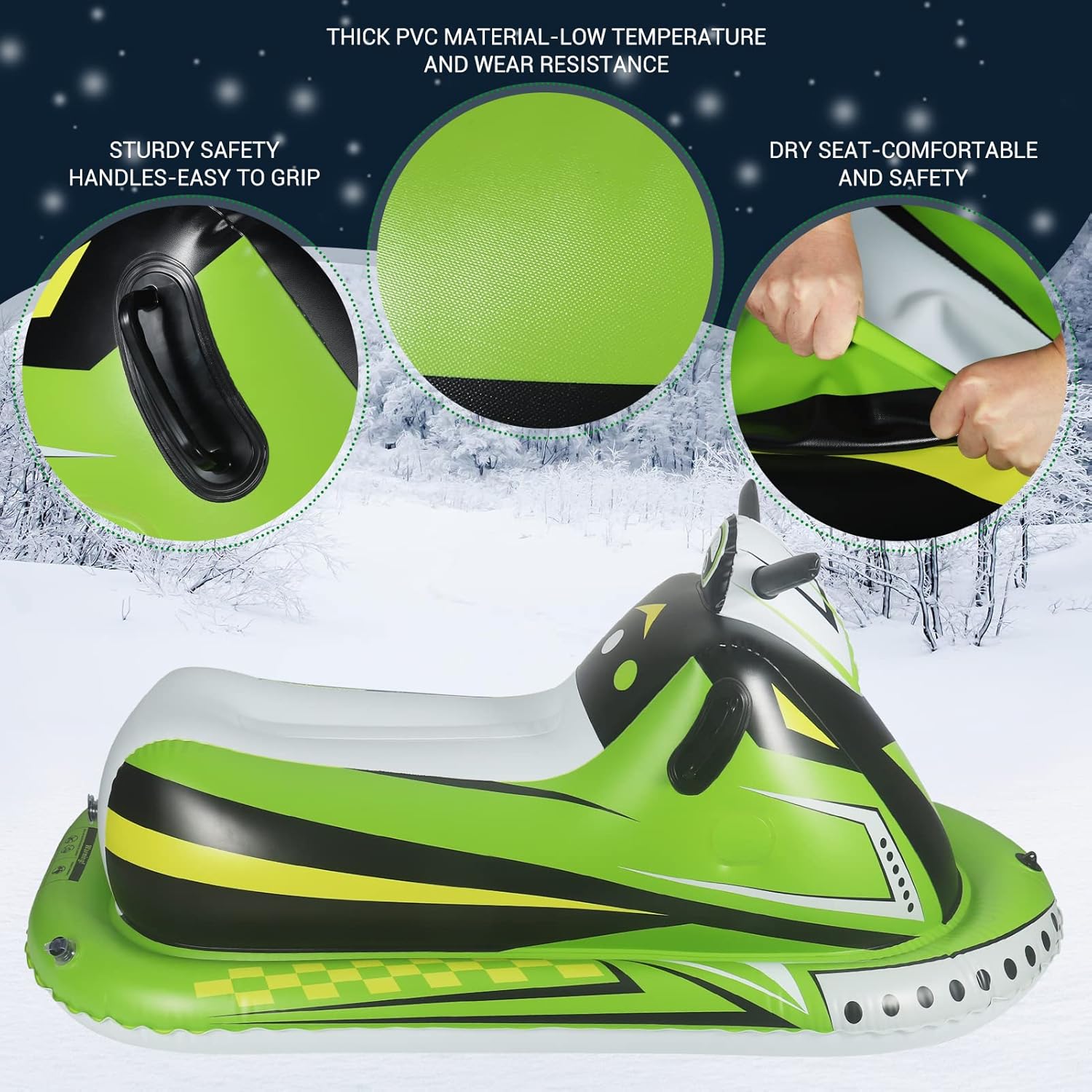 Heavy Duty Inflatable Snow Sled with Reinforced Handles and Drawstring J9629