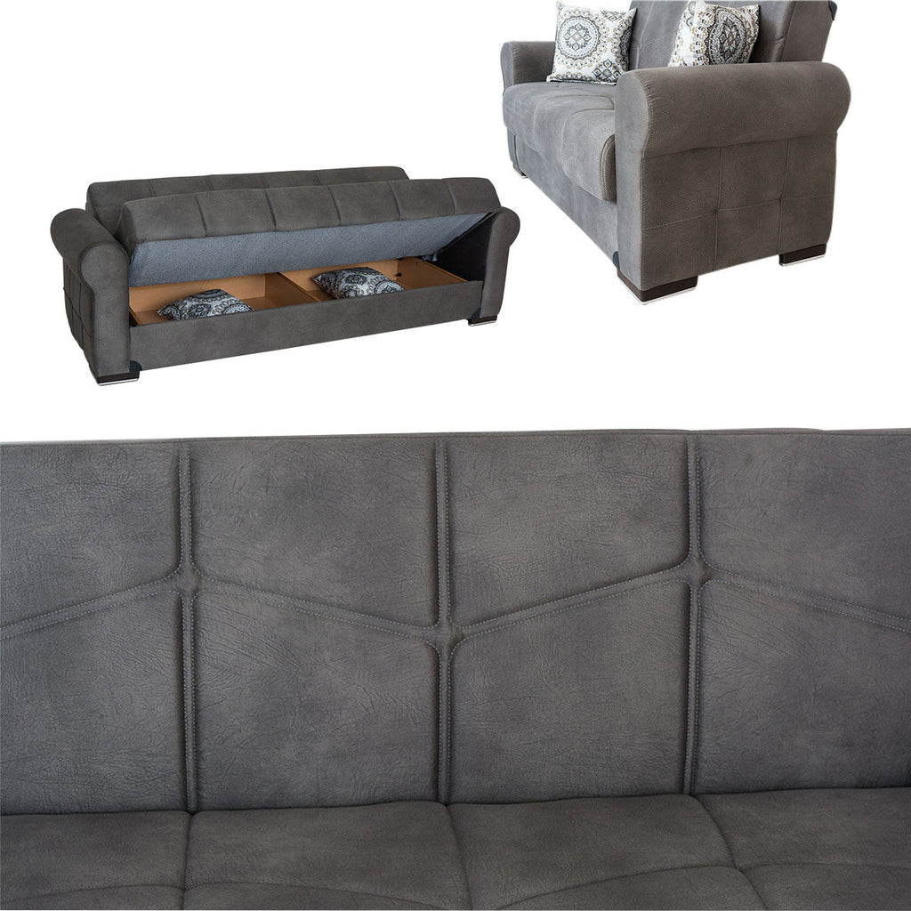 Gray Tufted Back Sofa Bed S87036