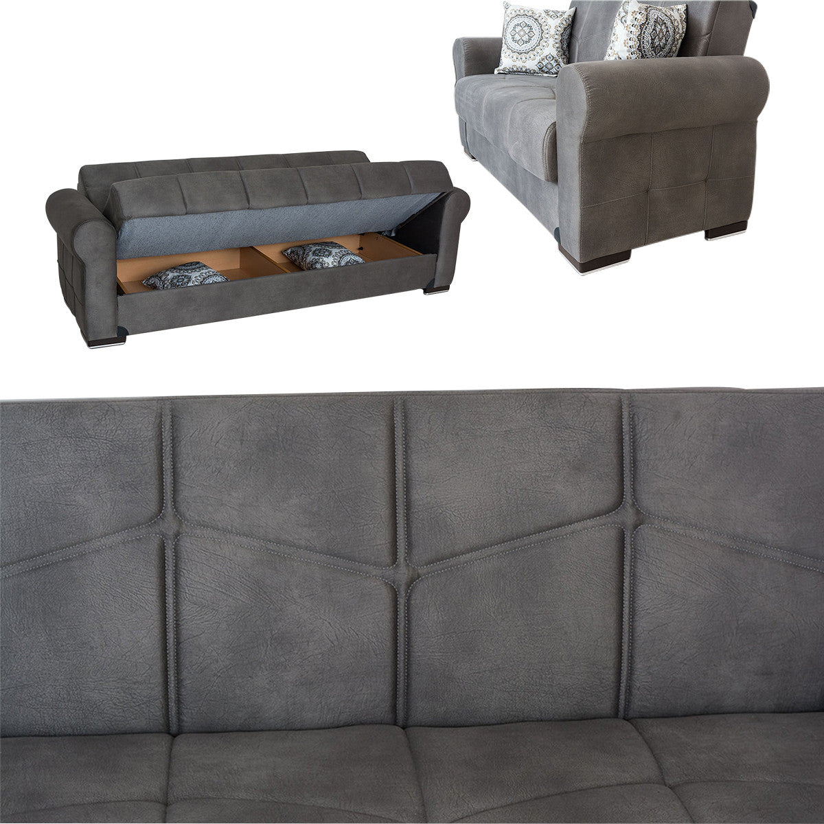 Gray Tufted Back Sofa Bed S87036