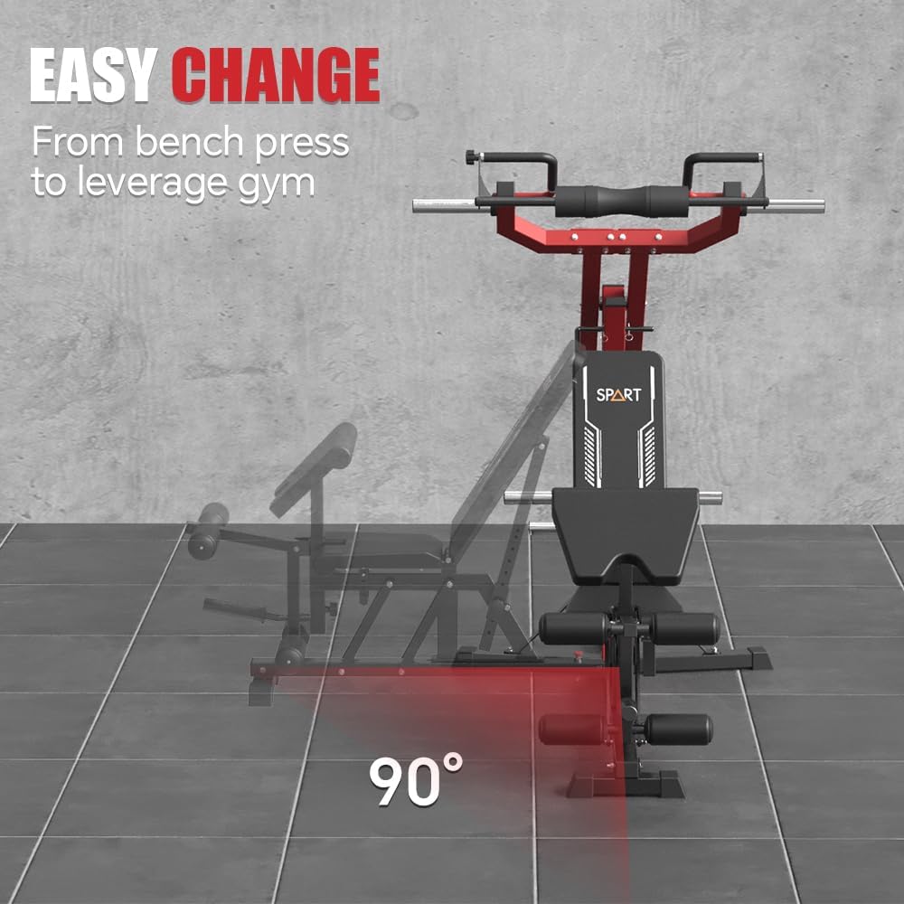 Red Multifunctional Strength Training Station with Multi Bench Press P339172