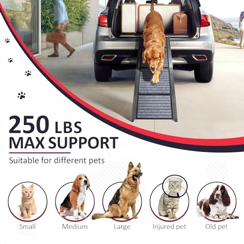 67" Foldable Dog Ramp with Non-Slip Rug Surface A509