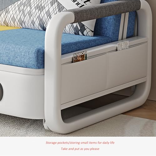 Grey-Yellow-Blue Folding Sofa Bed with Foam Mattress O574