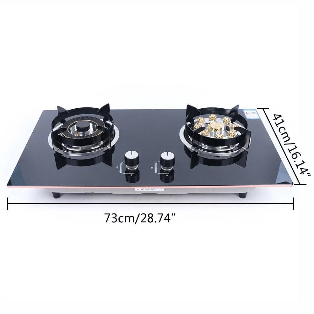 2-Burner Built-In Gas Cooktop with Tempered Glass S495944