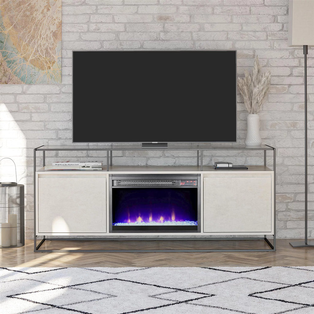 Plaster TV Stand with Electric Fireplace S8933