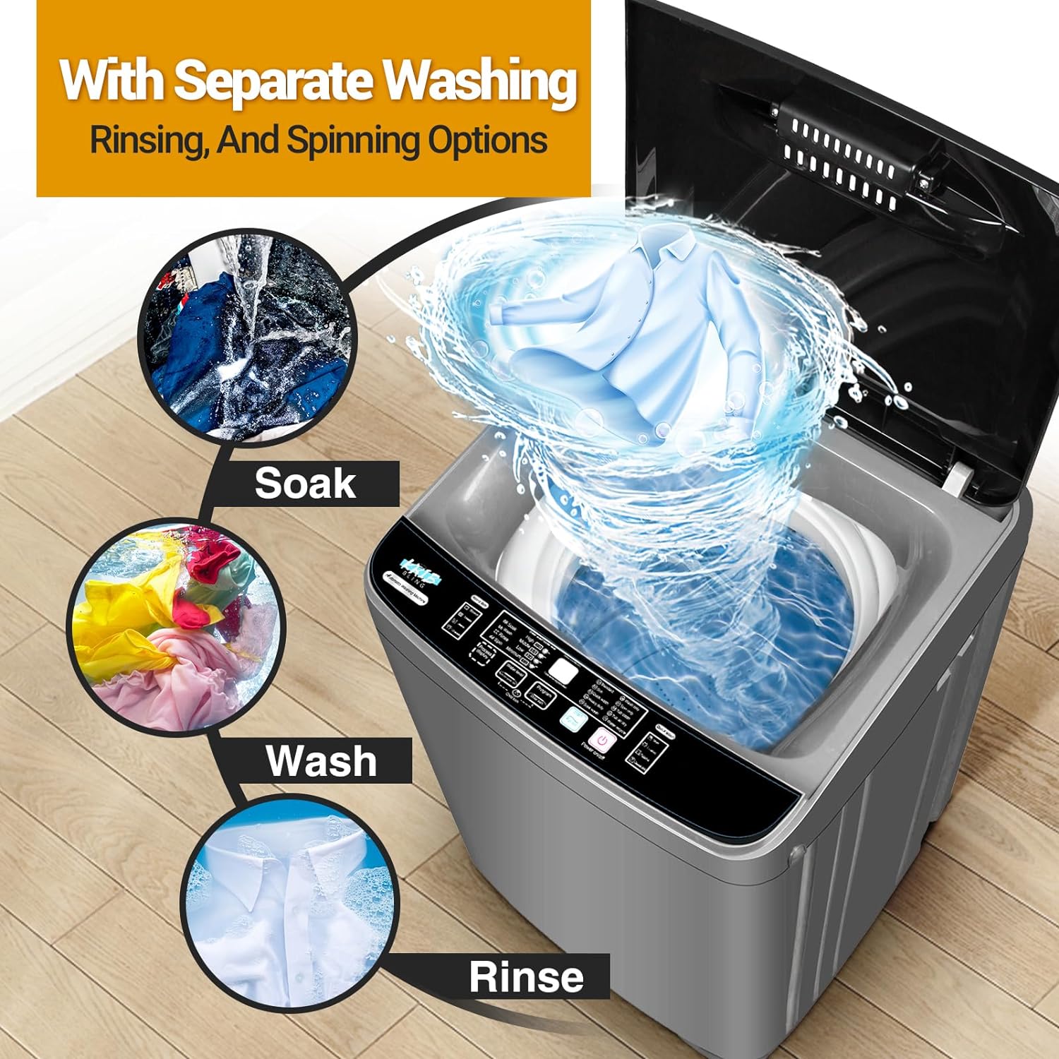 Grey Portable Compact Washing Machine with Led Display L157909