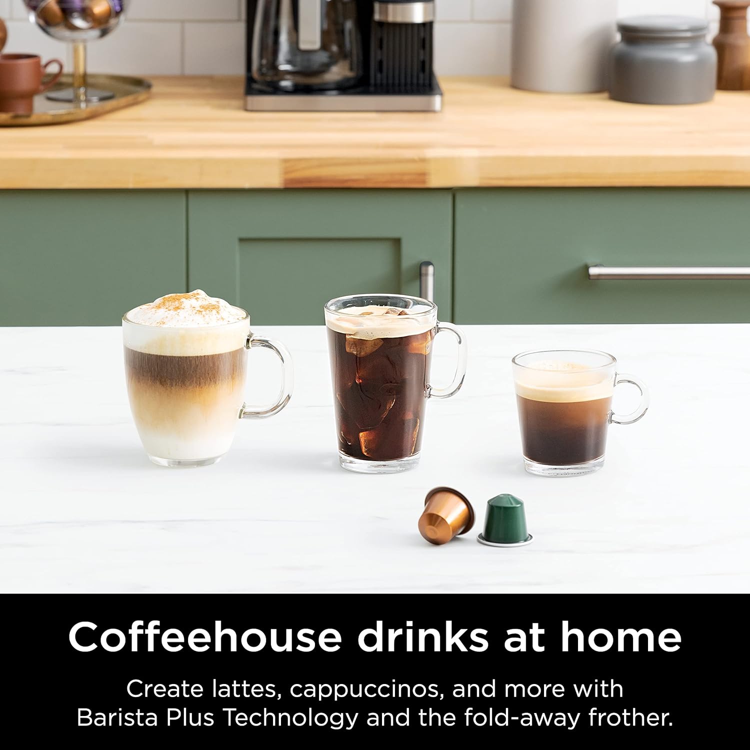 Black and Stainless Steel Espresso & Coffee System, 12-Cup Carafe, Built-in Frother D322402