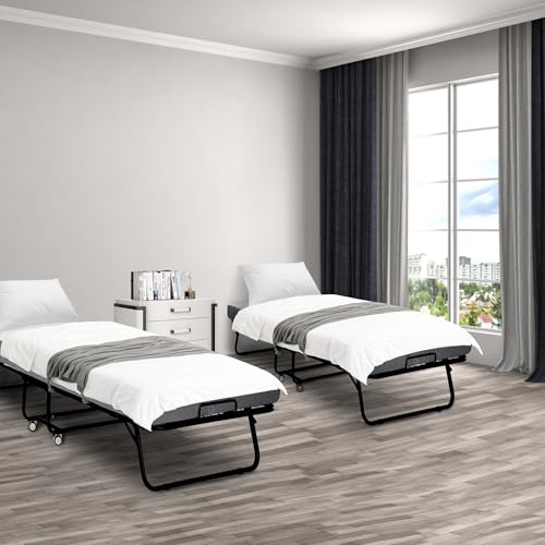 Black Folding Rollaway Bed with Mattress R532