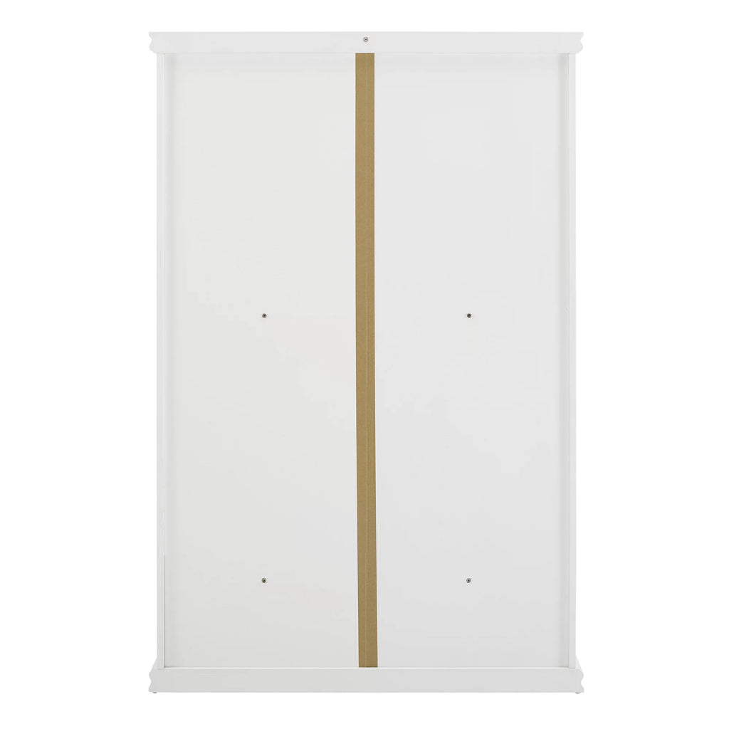 White Storage Cabinet with Tempered Glass Doors and Triple Drawers R9068