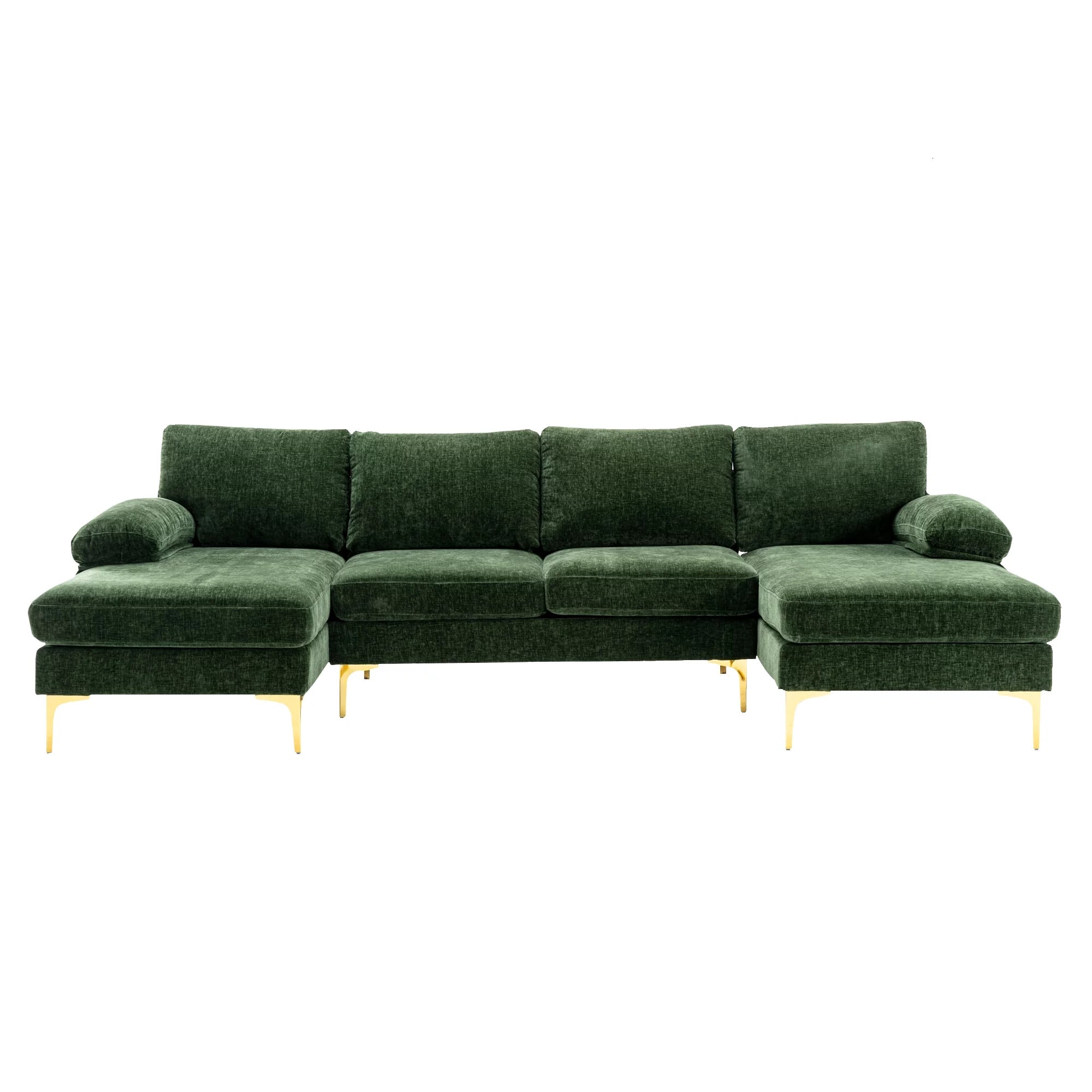 Velvet Sectional Sofa with Golden Metal Legs Y773