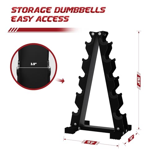 Rubber Coated Hex Dumbbell Set with Storage Rack B843