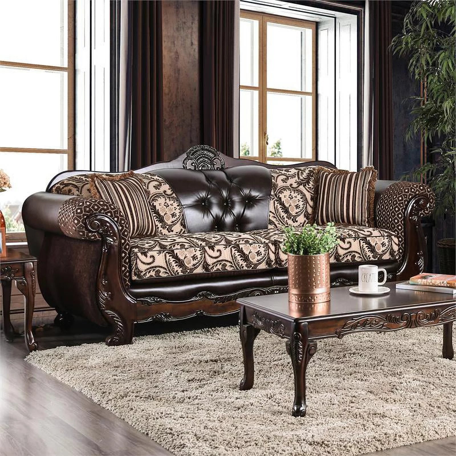 Brown Faux Leather 2-Piece Sofa Set C1866