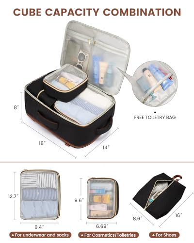 40L Waterproof Travel Backpack with 3 Packing Cubes K339