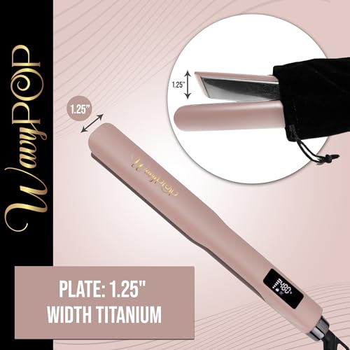 Flat Iron Hair Straightener & Curler 2 in 1 Pure Titanium 1.25" Rose Gold O653