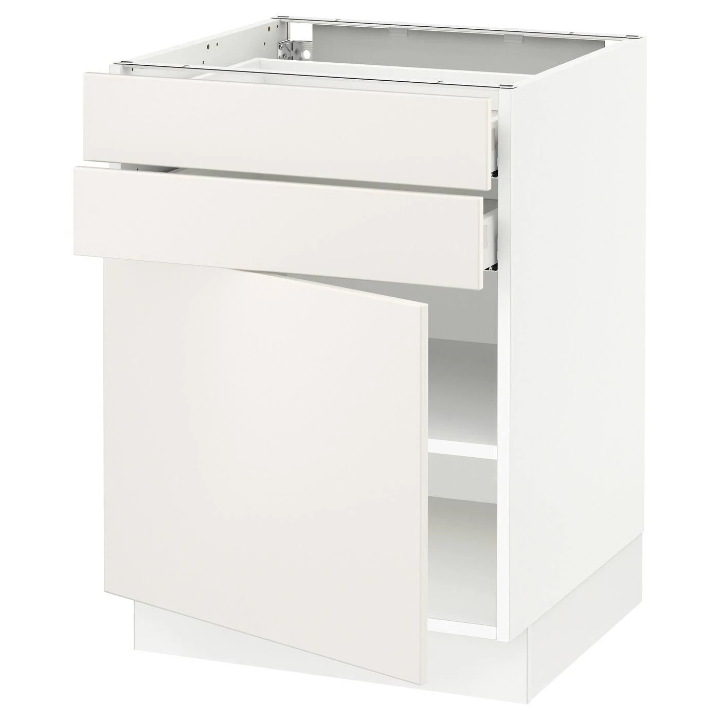 White Base Cabinet with Door and 2 Drawers S596