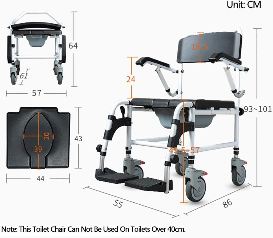 Padded Commode Chair with Wheels O8692