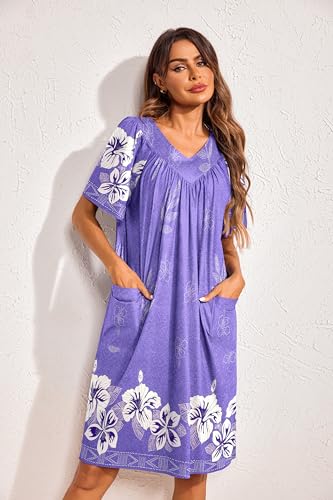 Floral Print Nightgown with Pockets Mumu Dress G781519