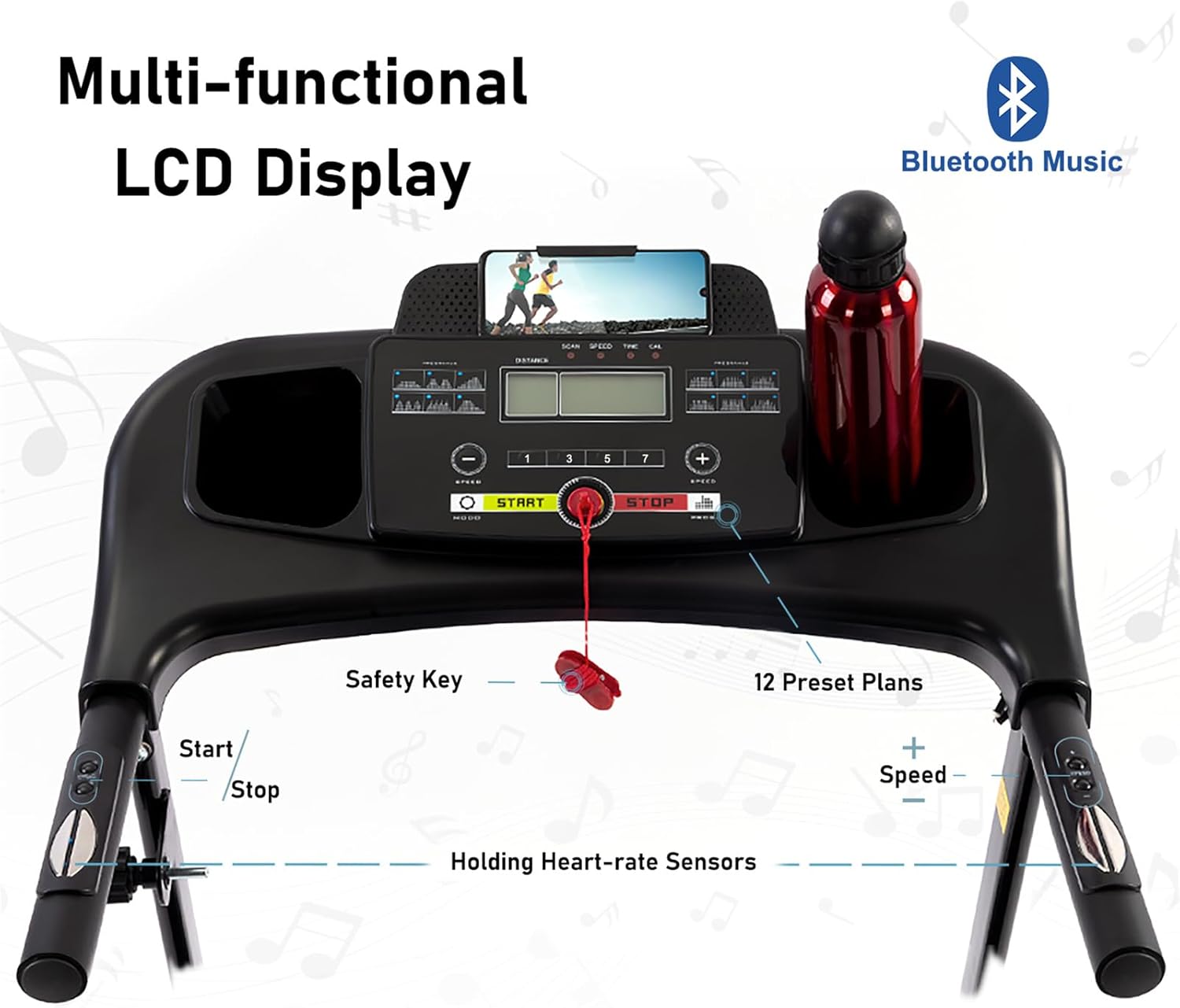 Folding Treadmill with Incline 2.5HP 12KM/H Electric Treadmill B5014