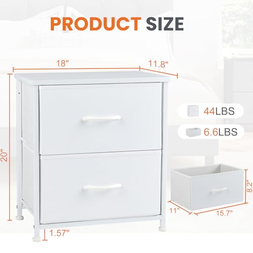 Nightstand with 2 Storage Drawers, Wooden Top Fabric Cabinet X13741