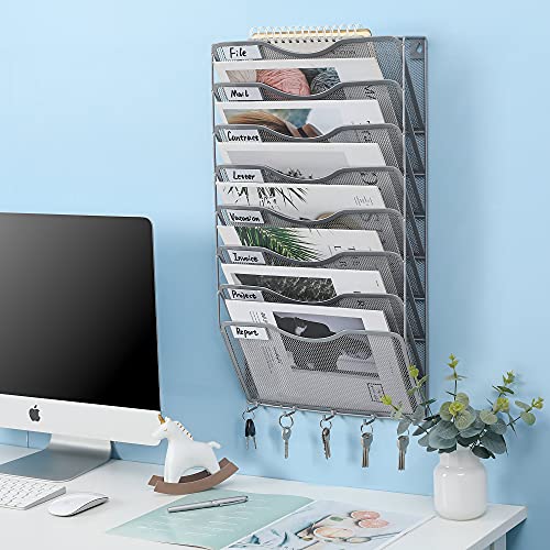 White 8 Pocket Wall Mount File Organizer X86721