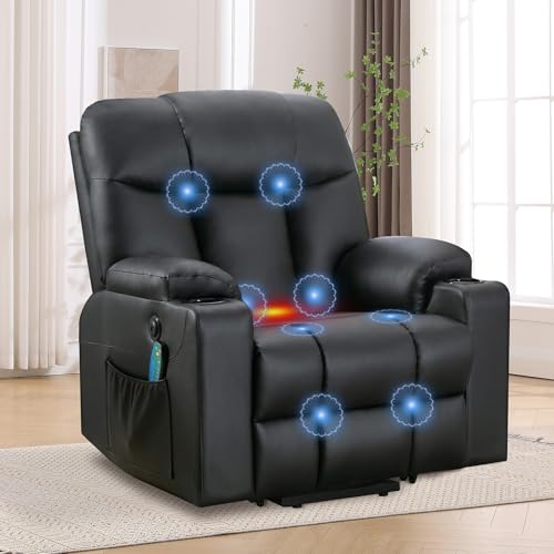 Large Power Lift Recliner Chair with Massage and Heat, Electric Wide Recliners, Heavy Duty Fabric Reclining Mechanism, Camel K50827