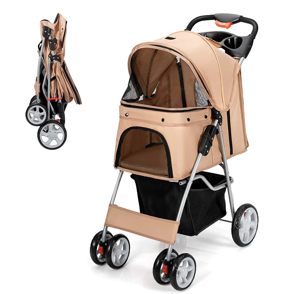 Navy Pet Stroller with 4 Lockable Wheels and Removable Liner R801