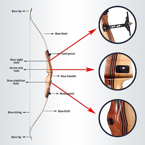 20 lbs Takedown Recurve Bow Wood Longbow B36001
