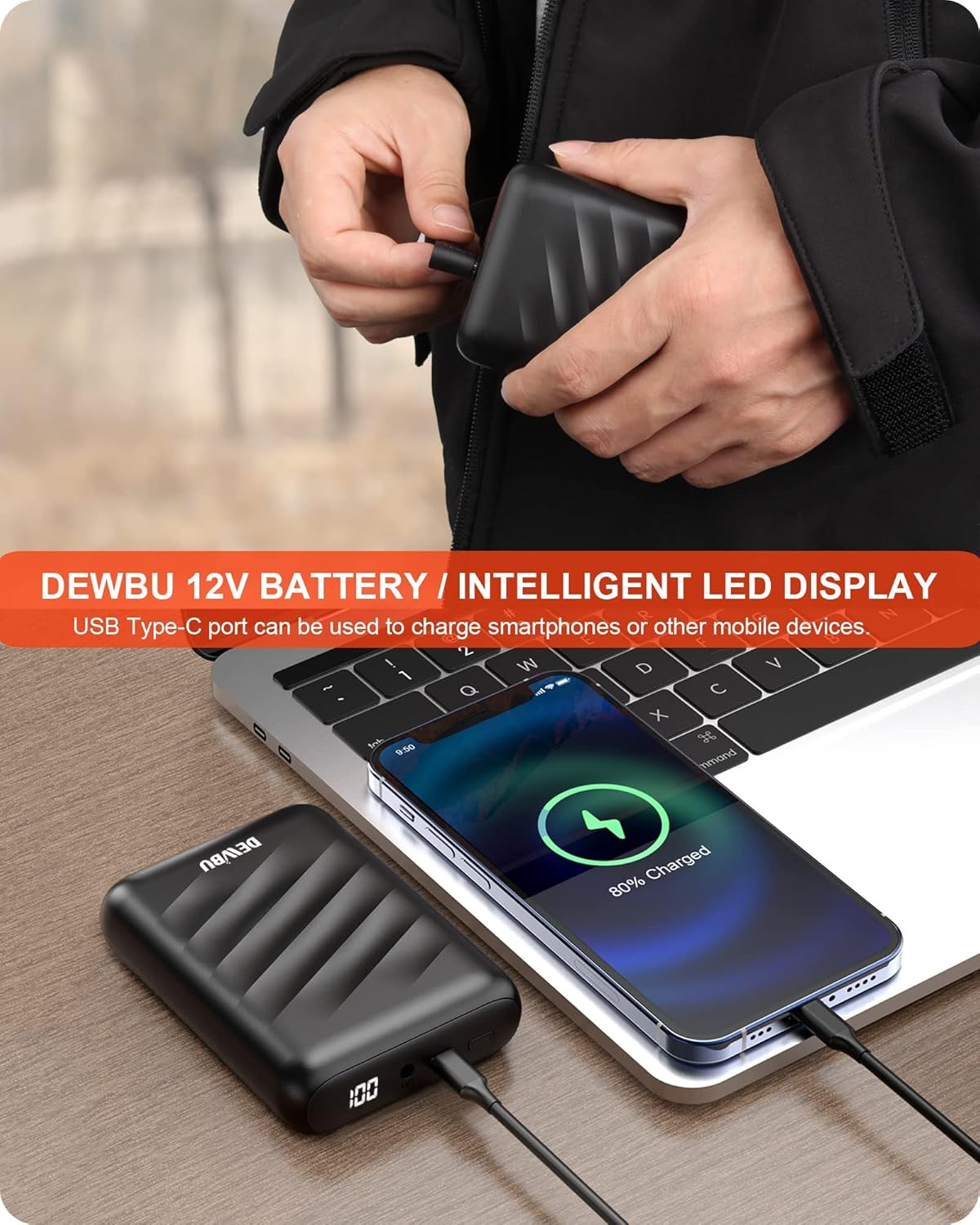 Grey Heated Jacket with 12V Battery Pack T989403