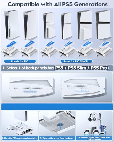 PS5 Stand and Cooling Station with LED Controller Charging Station C56847