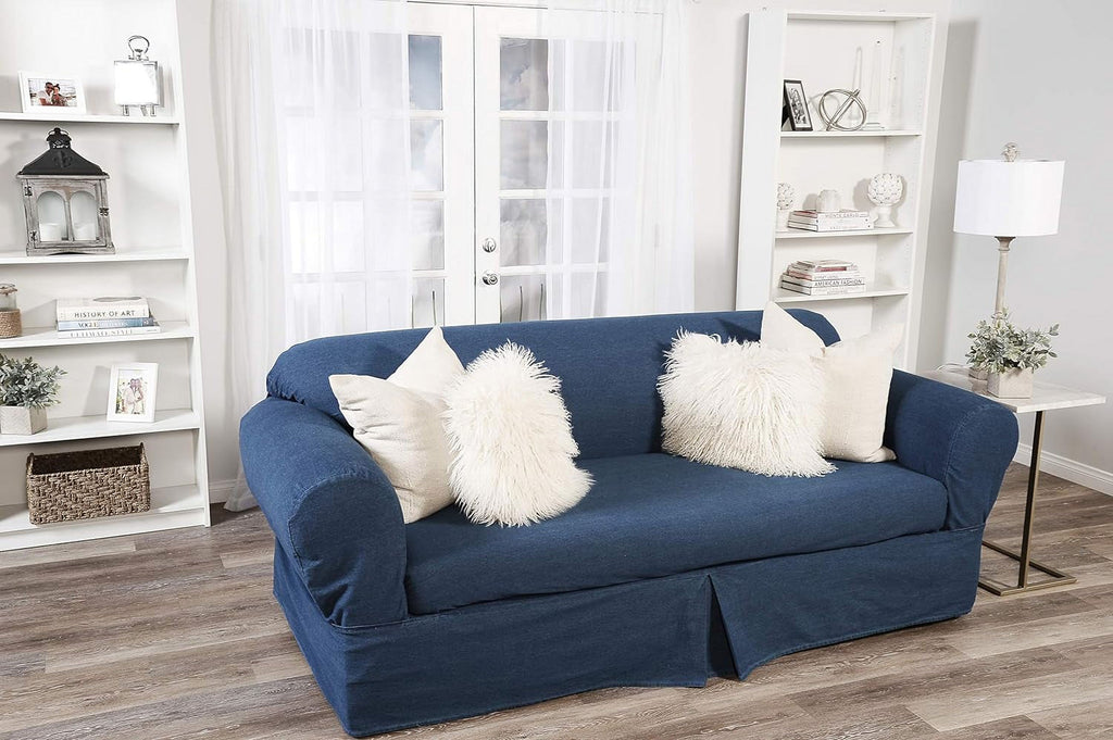 Blue Cotton Denim Sofa Slipcover A734903