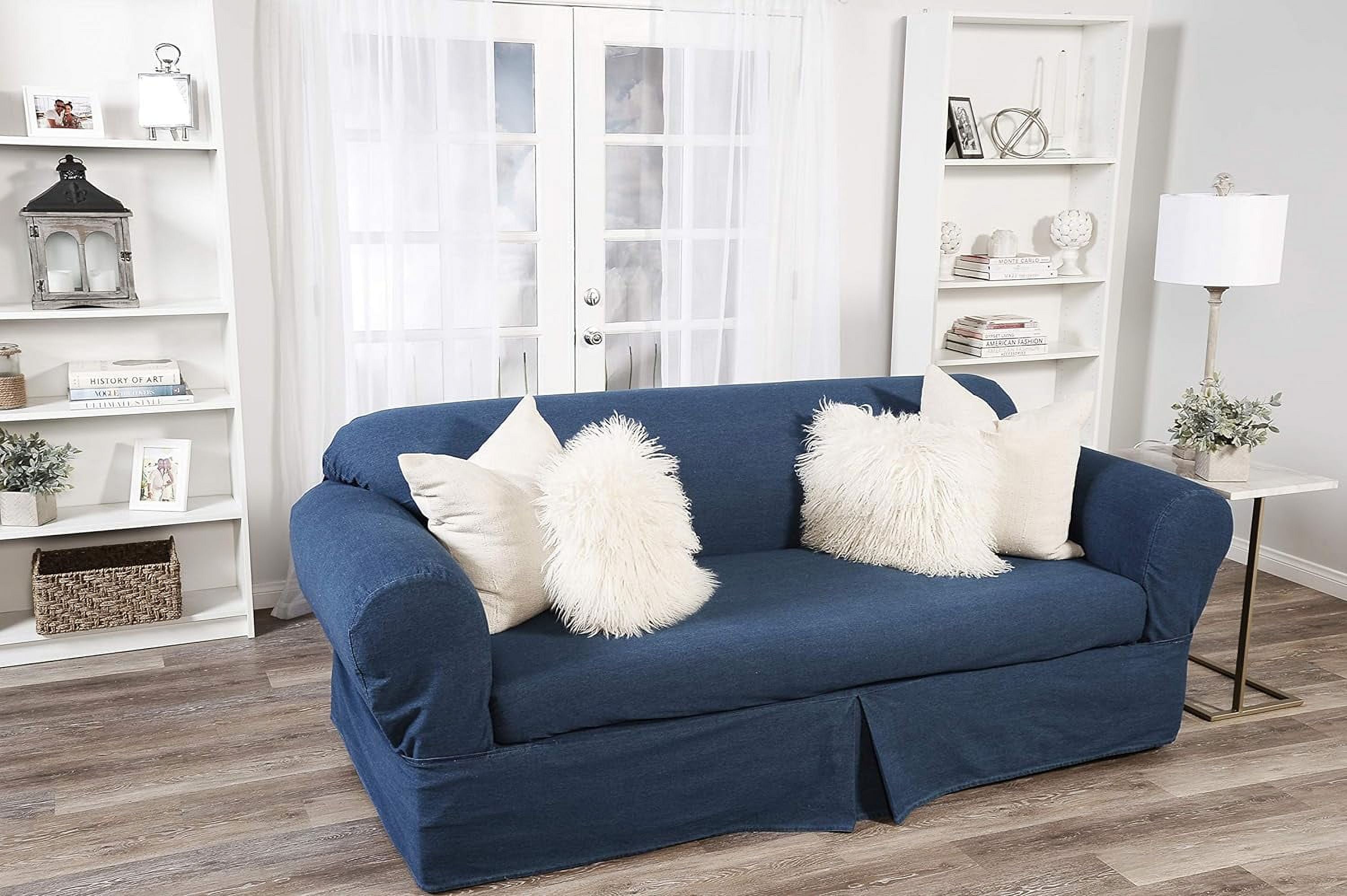 Blue Cotton Denim Sofa Slipcover A734903