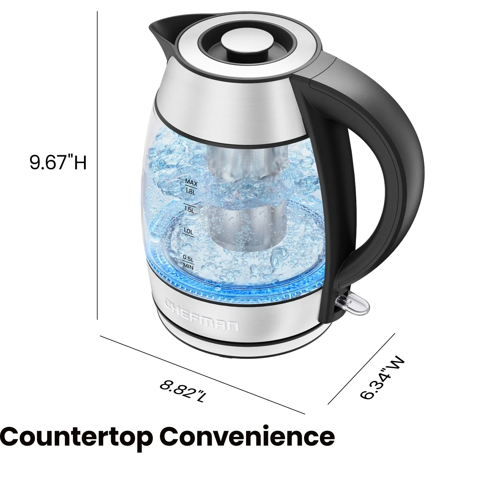 1.8L Electric Glass Kettle with Removable Tea Infuser K218