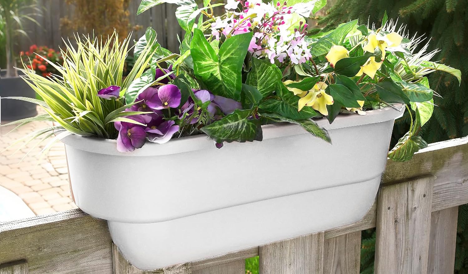 White 24" Dual Deck Railing Planter (Set of 2) O578731
