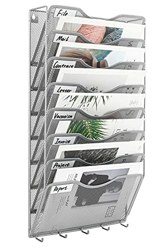 White 8 Pocket Wall Mount File Organizer X86721