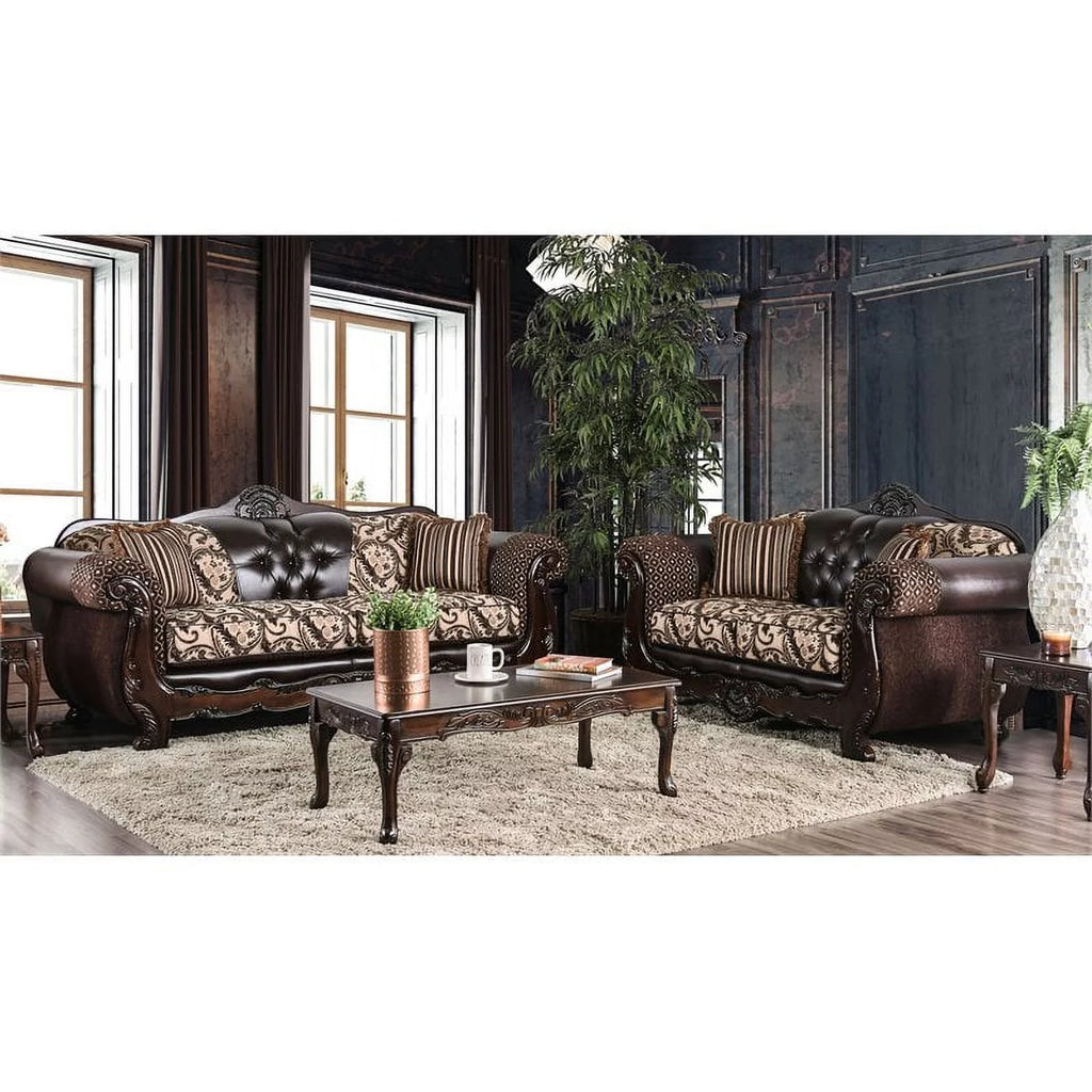 Brown Faux Leather 2-Piece Sofa Set C1866