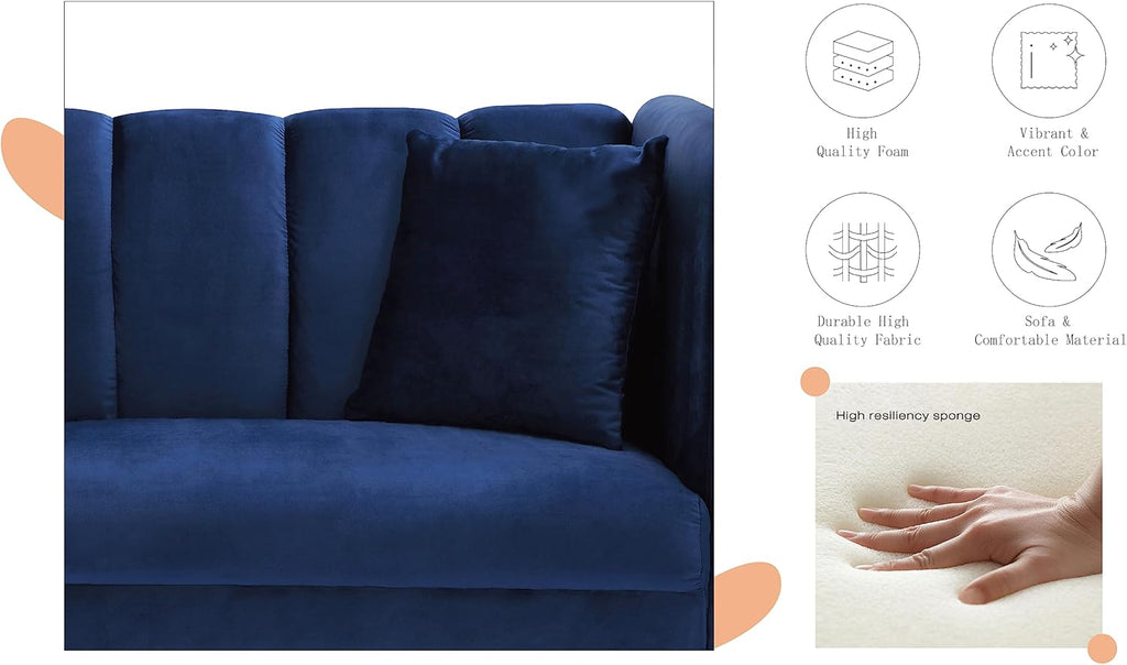 Navy Blue Velvet Tufted Futon Sofa Z75782