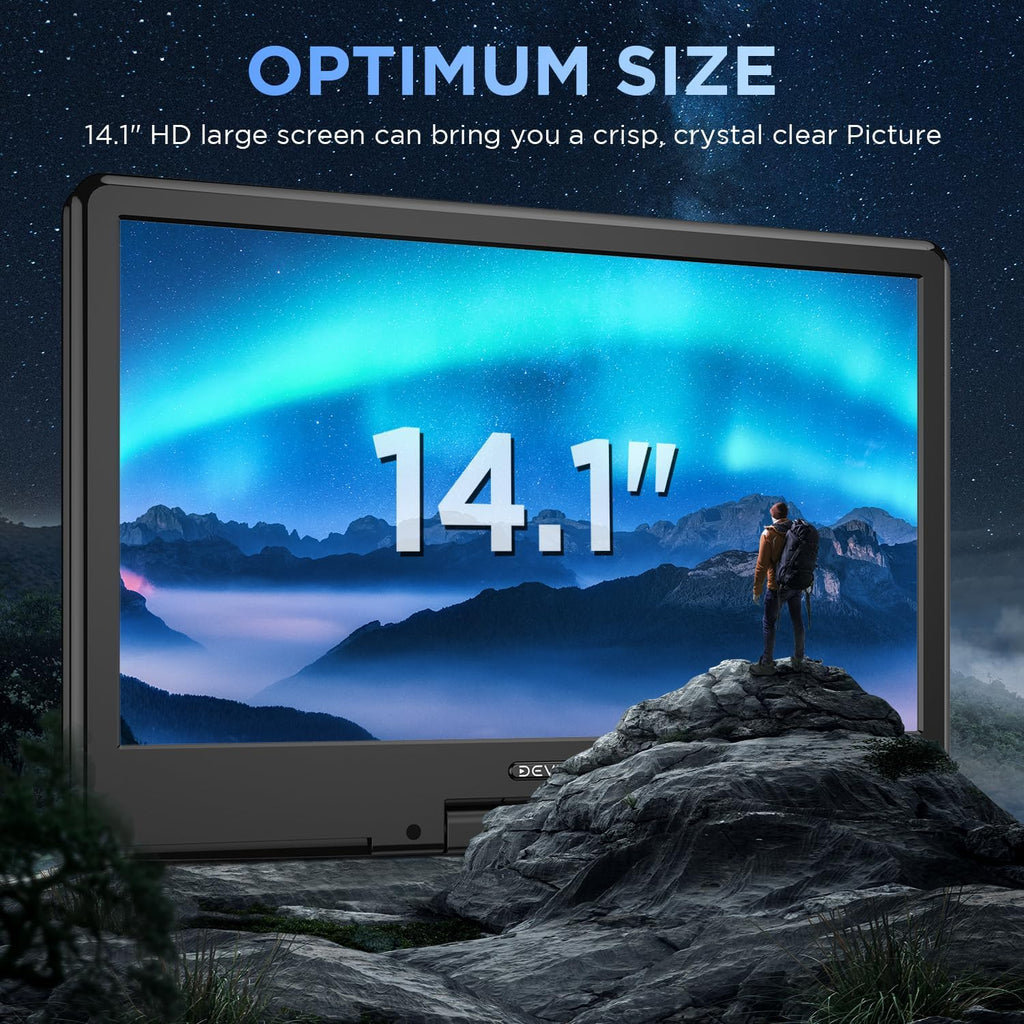 16.9" Portable DVD Player with 14.1" HD Screen, Rechargeable Battery, Dual Speakers L4970
