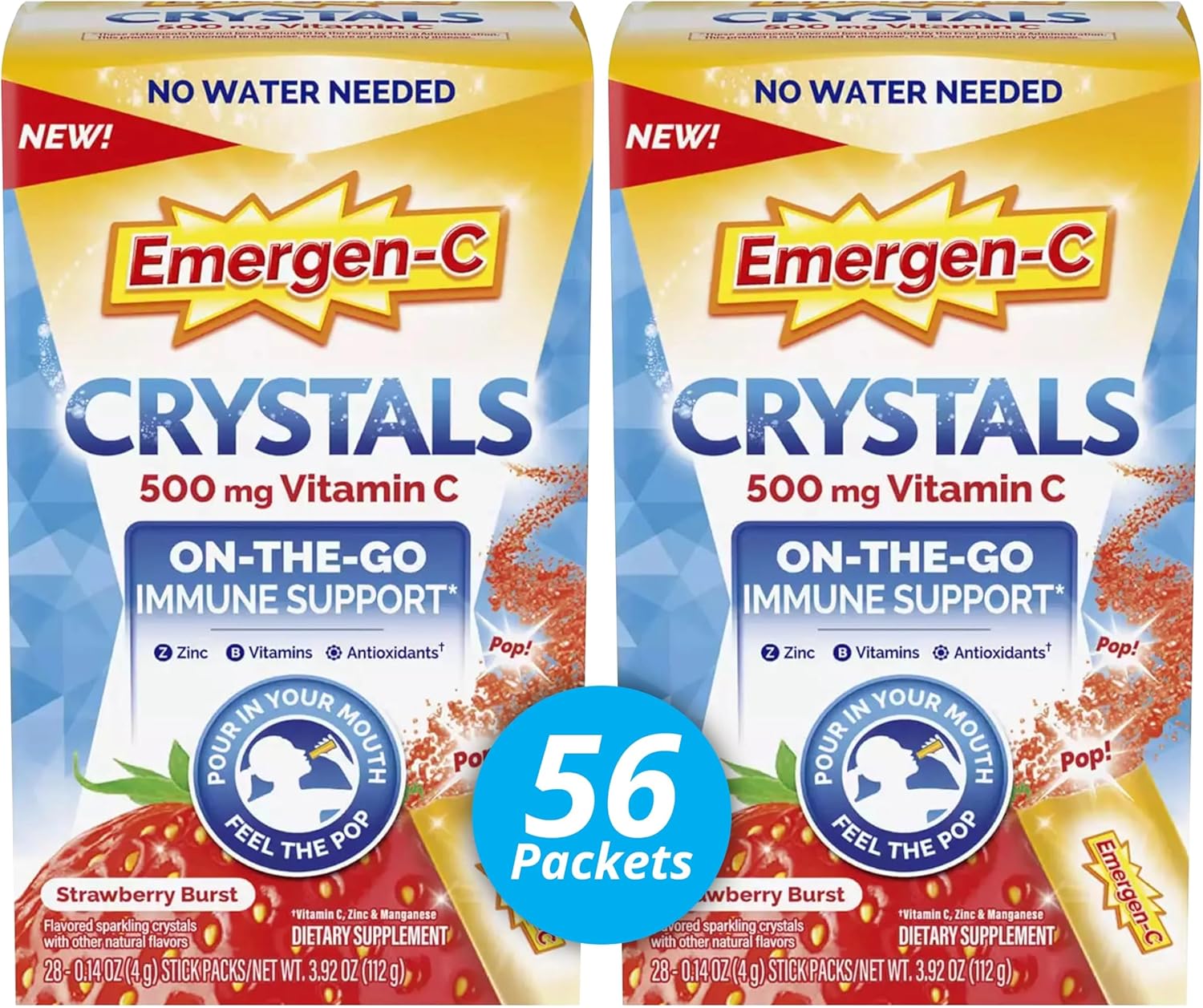 Strawberry Burst 28 Stickpacks Pack of 2 Vitamin C Supplement Q8565
