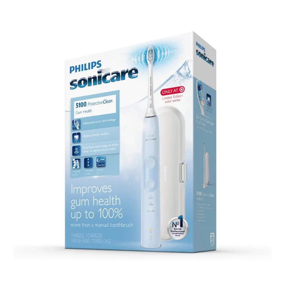 Light Blue Rechargeable Electric Toothbrush with Pressure Sensor P70109