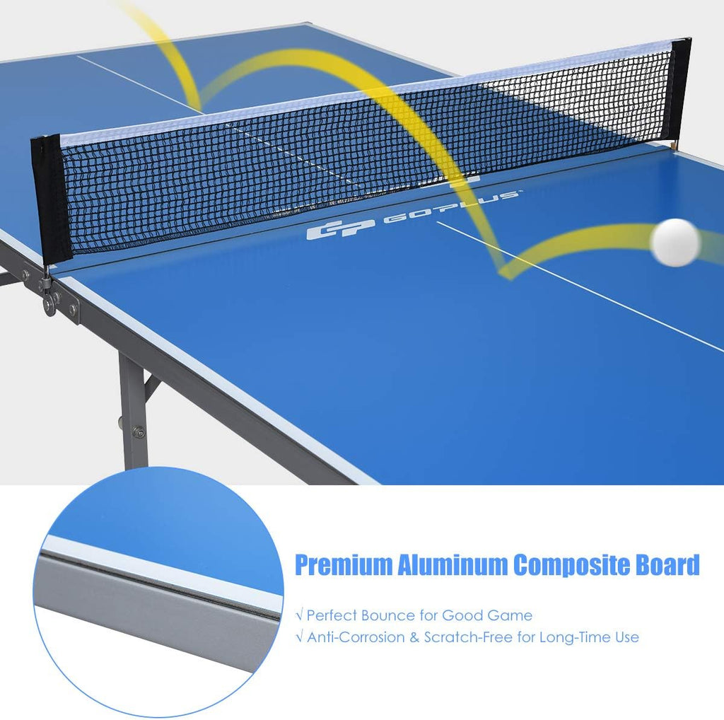 Foldable Ping Pong Table with Net, 2 Paddles and Ping Pong Balls R7910