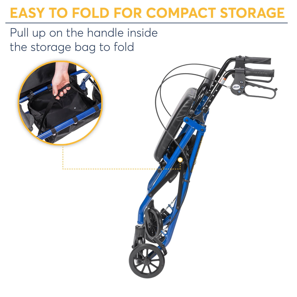 Blue 6 Wheel Rollator Walker with Padded Seat Y9713