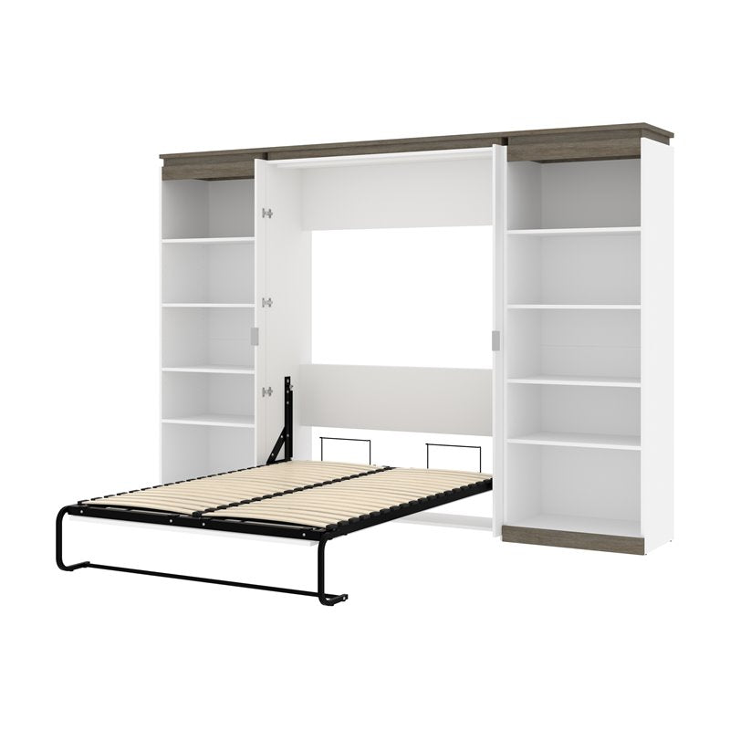 White Full Murphy Bed with 2 Bookcases W43316