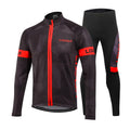 Men's Thermal Fleece Cycling Clothing Set - Long Sleeve Jacket & Windproof Padded Pants K371219