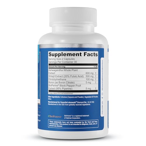 Male Health Supplement with Shoden Ashwagandha, Shilajit, DIM, 60 Caps X57799