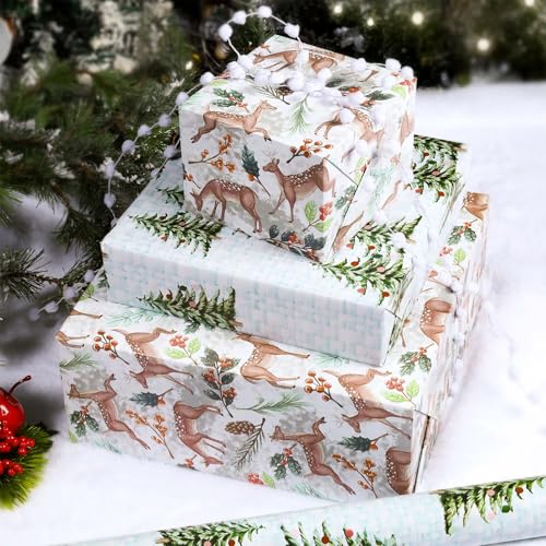 Reversible Kraft Christmas Wrapping Paper - Jumbo Roll - 30 Inch X 33 Feet - Vintage Trucks Design D8251