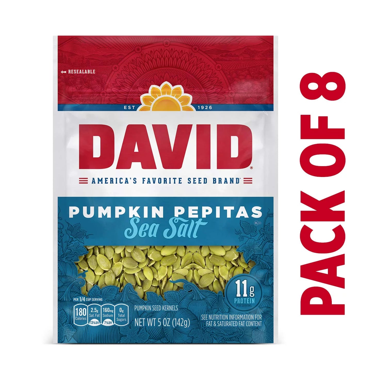 5-oz Resealable Bag Pack of 8 Pumpkin Pepitas Seeds I44774