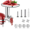 Meat Grinder Attachment for Kitchenaid Stand Mixers with 4 Grinding Plates, 3 Sausage Stuffer Tubes, 2 Grinding Blades B21340