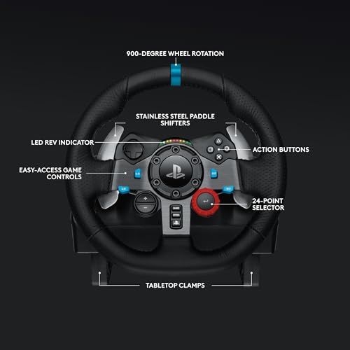 G29 Driving Force Racing Wheel and Pedals with Force Feedback and Real Leather, ASTRO A10 Gen 2 Wired Headset - Black E873641