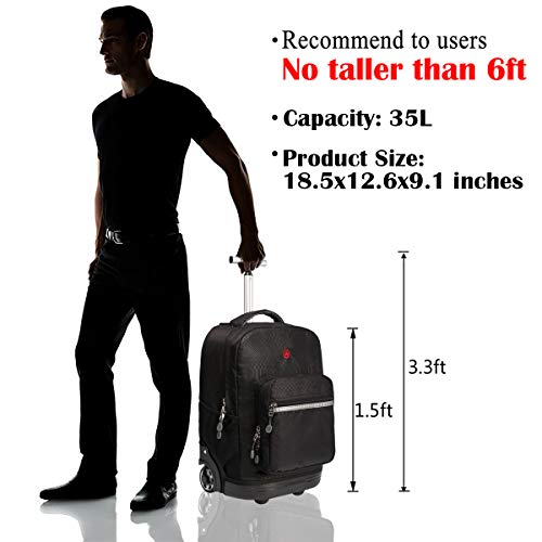 Black Wheeled Rolling Backpack Small Suitcase Carry-on Trolley Bag N6659